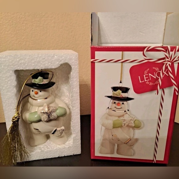LENOX🎄HOLIDAY CHEER WITH BOXES🎄SET OF 3 PORCELAIN ORNAMENTS SANTA SNOWMAN ANGEL - Picture 7 of 16